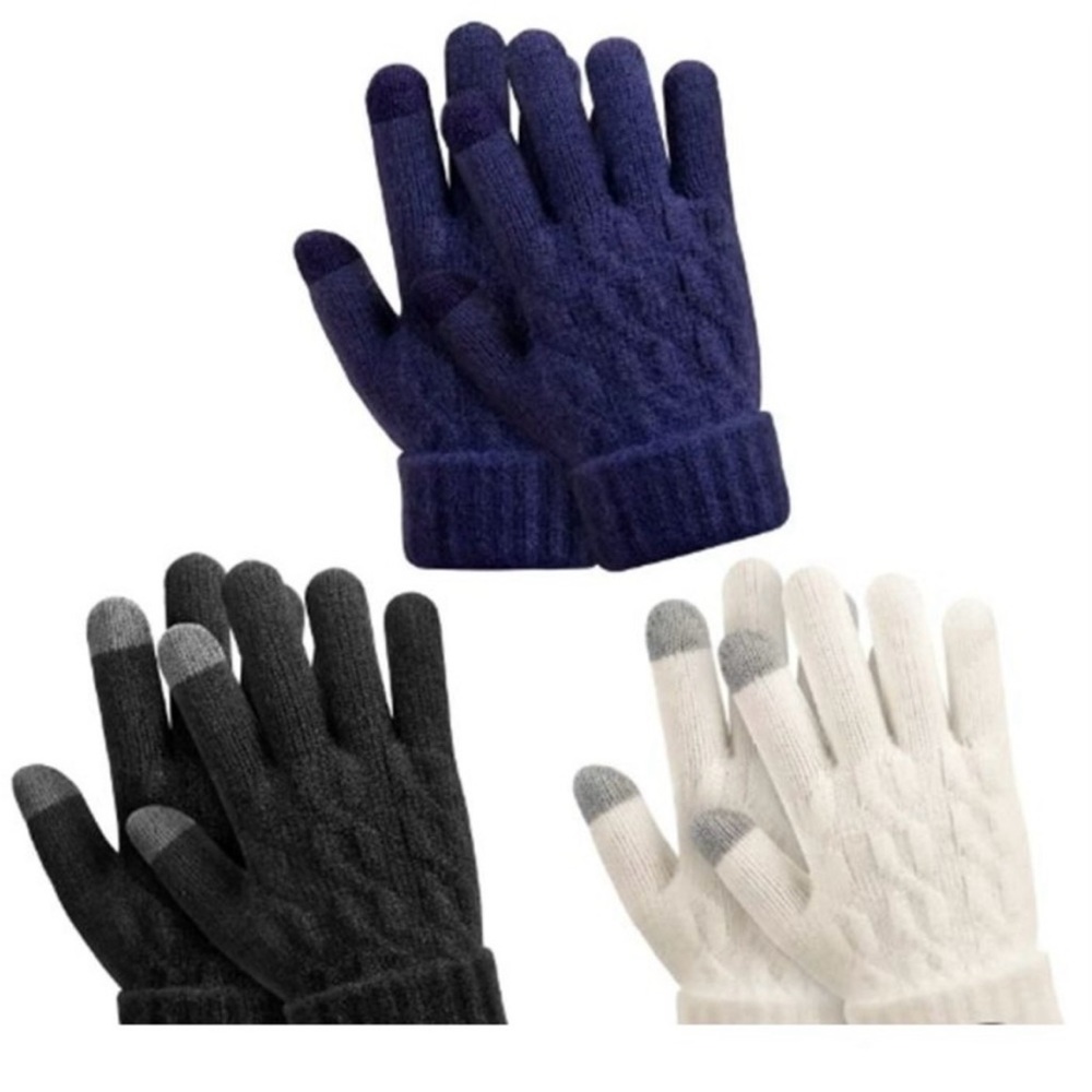 PHODIL Kids Gloves 3 Pair Winter Warm Age 3-8 Black, Navy, White Finger Touch